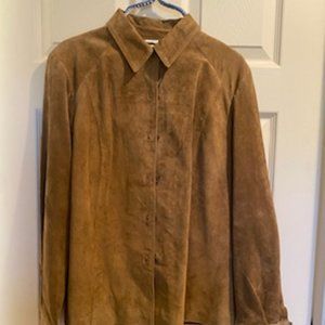 Alfani Women's Suede Button Up Blouse Style Shirt